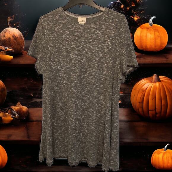 NATURAL LIFE Knit Tee shirt Dress in Space Dye Print Gray M - Picture 1 of 5